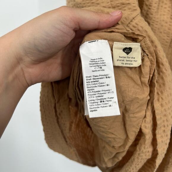 Madewell Seersucker Puff-Sleeve Cutout Mini Dress in Seed Khaki - Picture 7 of 8